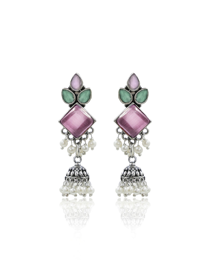 Rutvi Jhumka Stone Earrings