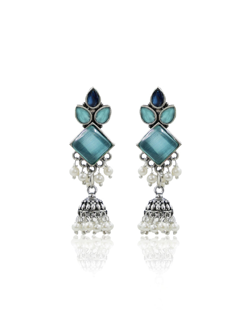 Rutvi Jhumka Stone Earrings