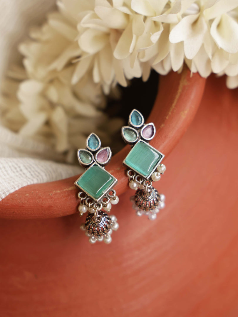 Rutvi Jhumka Stone Earrings