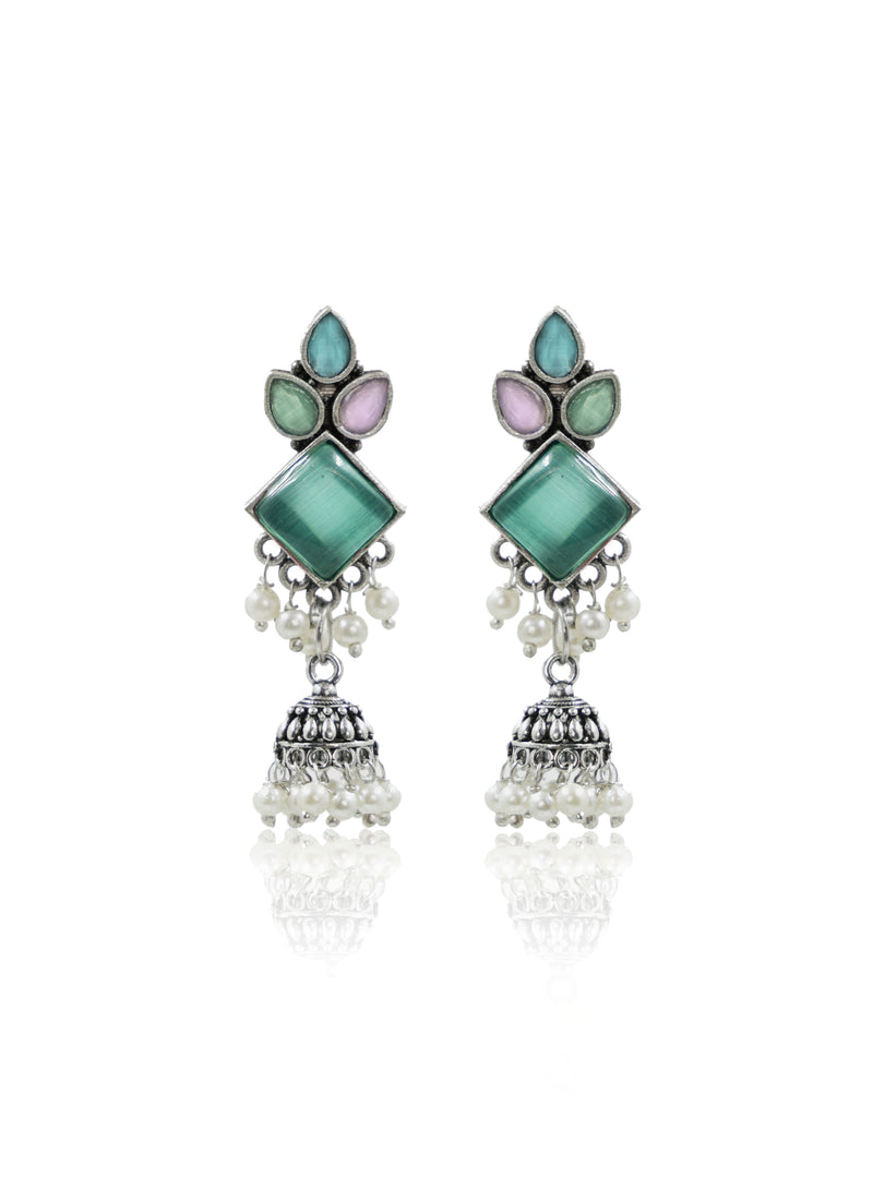 Rutvi Jhumka Stone Earrings
