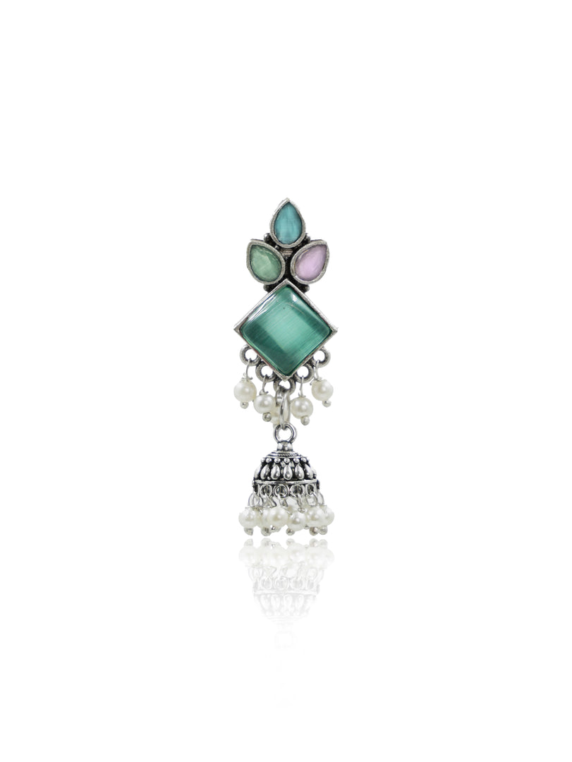 Rutvi Jhumka Stone Earrings