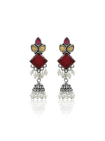 Load image into Gallery viewer, Rutvi Jhumka Stone Earrings