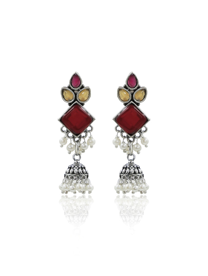 Rutvi Jhumka Stone Earrings