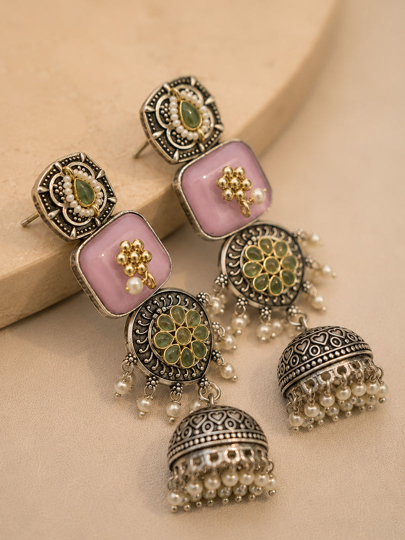Vaidehi Jhumka Stone Earrings
