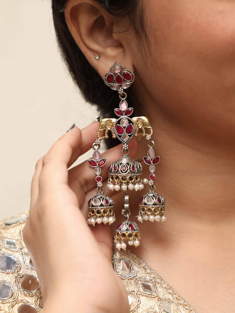 Tanvi Jhumka Stone Earrings