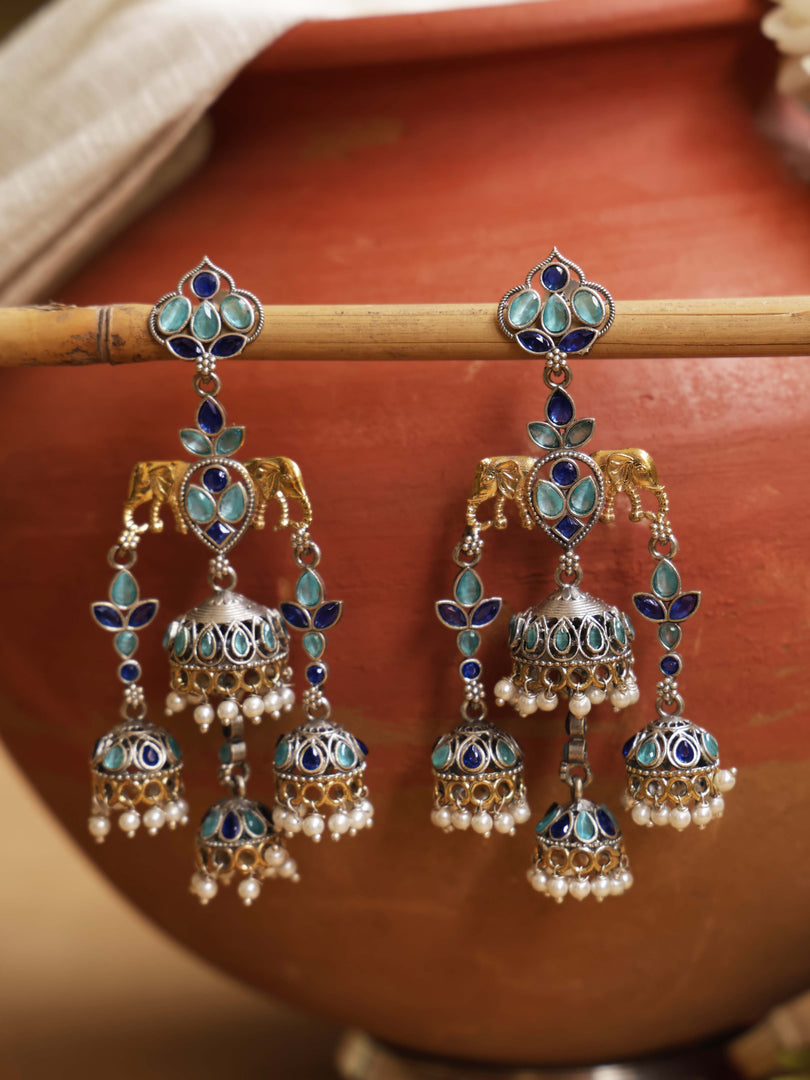 Tanvi Jhumka Stone Earrings