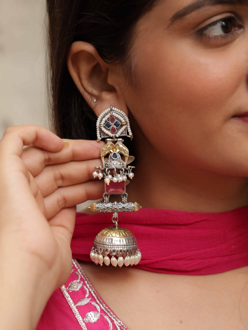 Nayra Jhumka Stone Earrings