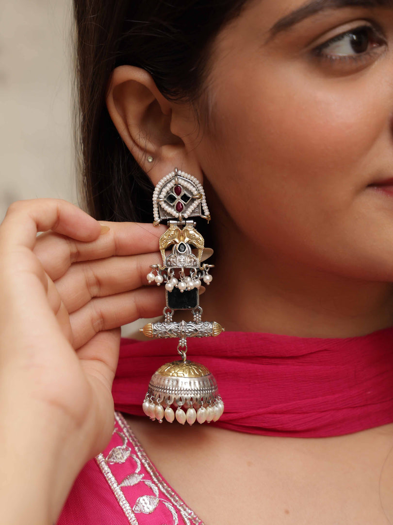 Nayra Jhumka Stone Earrings
