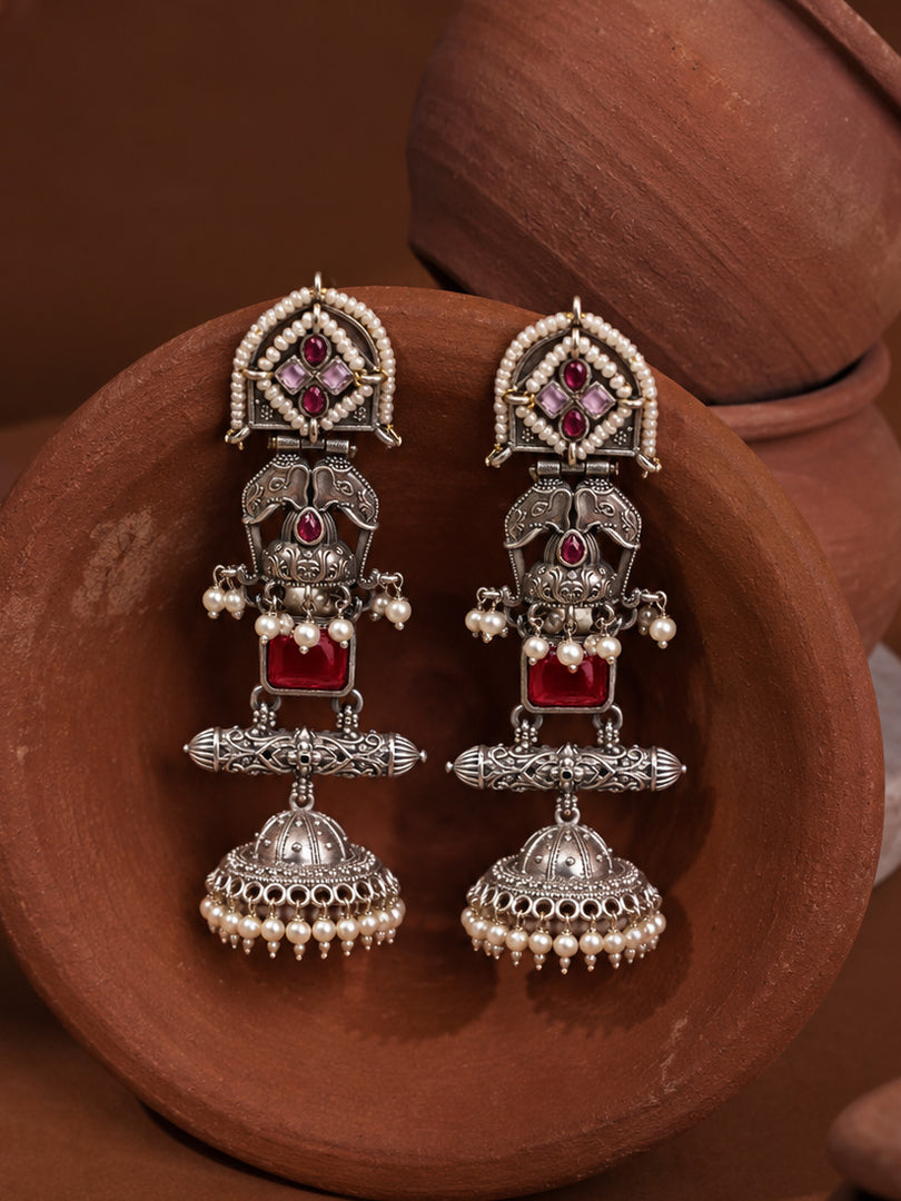 Devika Jhumka Stone Earrings