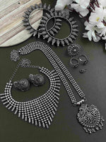 Load image into Gallery viewer, OXIDISED DOUBLE NECKLACE JEWELLERY SET COMBO