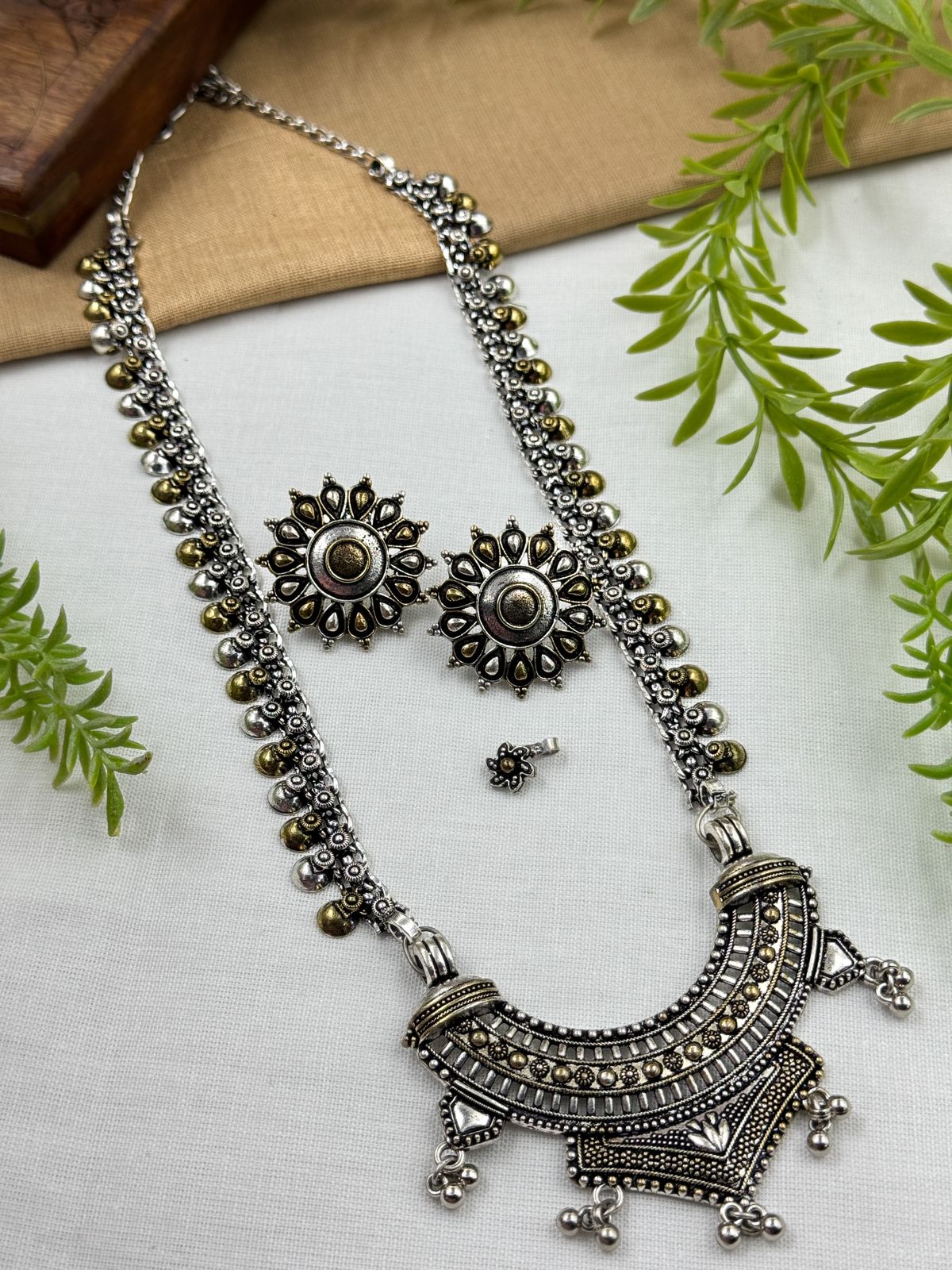 NIMITA DUAL TONE OXIDISED JEWELLERY SET COMBO