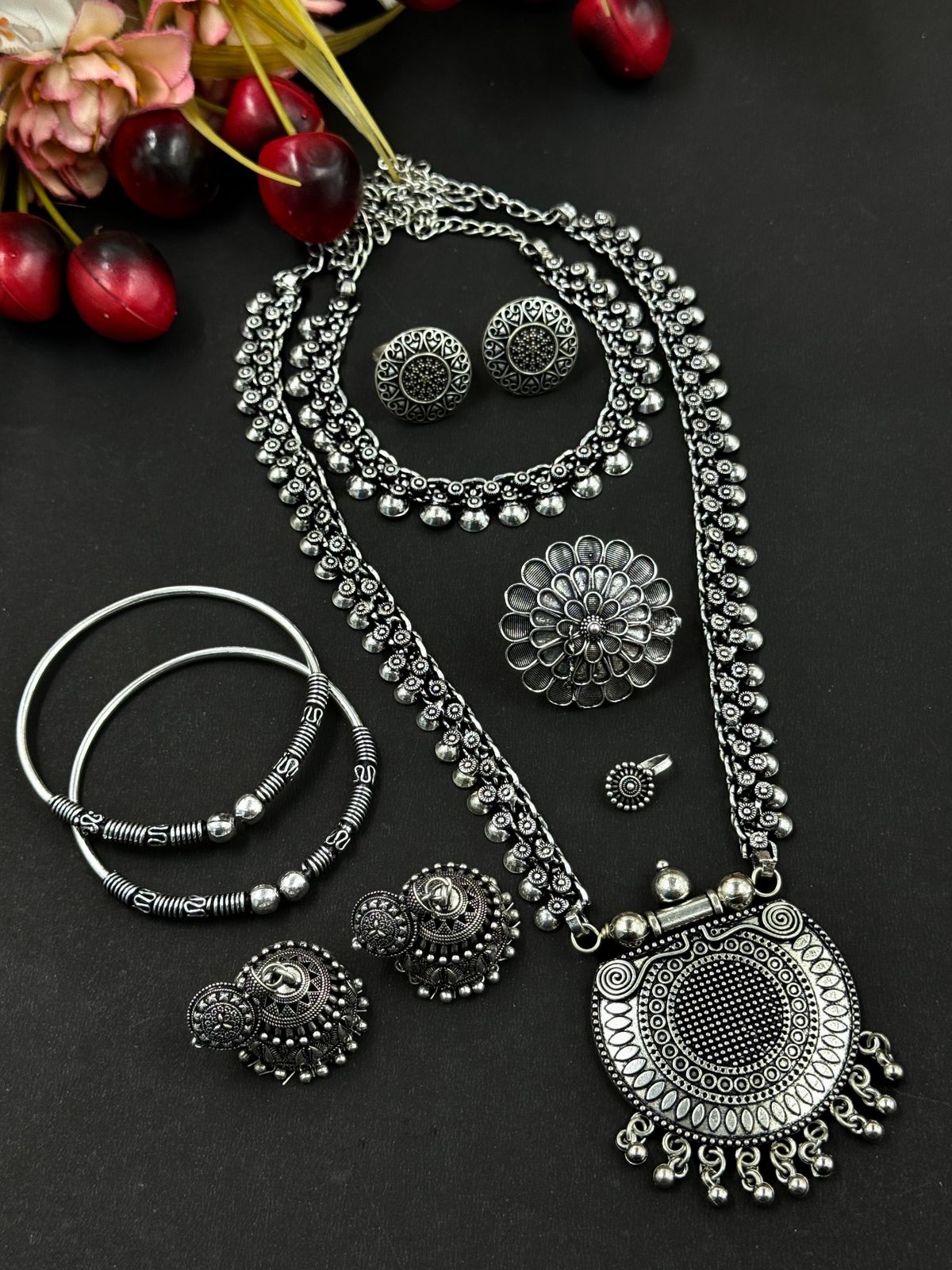 RICHA OXIDISED BRASS JEWELLERY SET COMBO