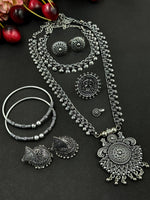 Load image into Gallery viewer, CHARMI BRASS OXIDISED JEWELLERY SET COMBO