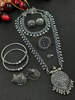 Load image into Gallery viewer, CHARMI BRASS OXIDISED JEWELLERY SET COMBO