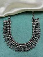 Load image into Gallery viewer, OXIDISED BRASS THREE LINE SHORT NECKLACE