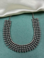 Load image into Gallery viewer, OXIDISED BRASS THREE LINE SHORT NECKLACE