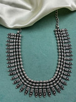 Load image into Gallery viewer, OXIDISED BRASS THREE LINE SHORT NECKLACE