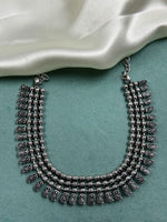 Load image into Gallery viewer, OXIDISED BRASS THREE LINE SHORT NECKLACE