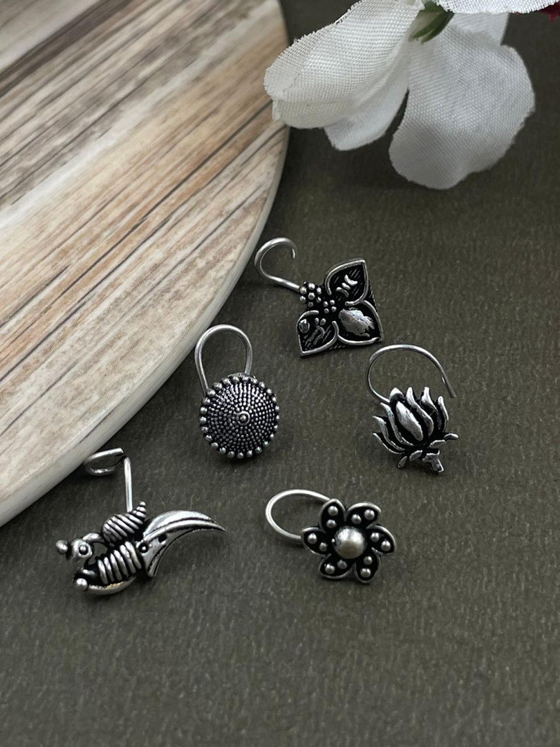 PARI OXIDISED PIERCING NOSEPIN COMBO OF 5