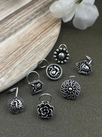 Load image into Gallery viewer, PRINCY OXIDISED PIERCING NOSEPIN COMBO OF 7