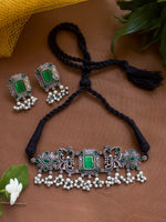 Load image into Gallery viewer, SILVER LOOKALIKE STONE NECKLACE SET