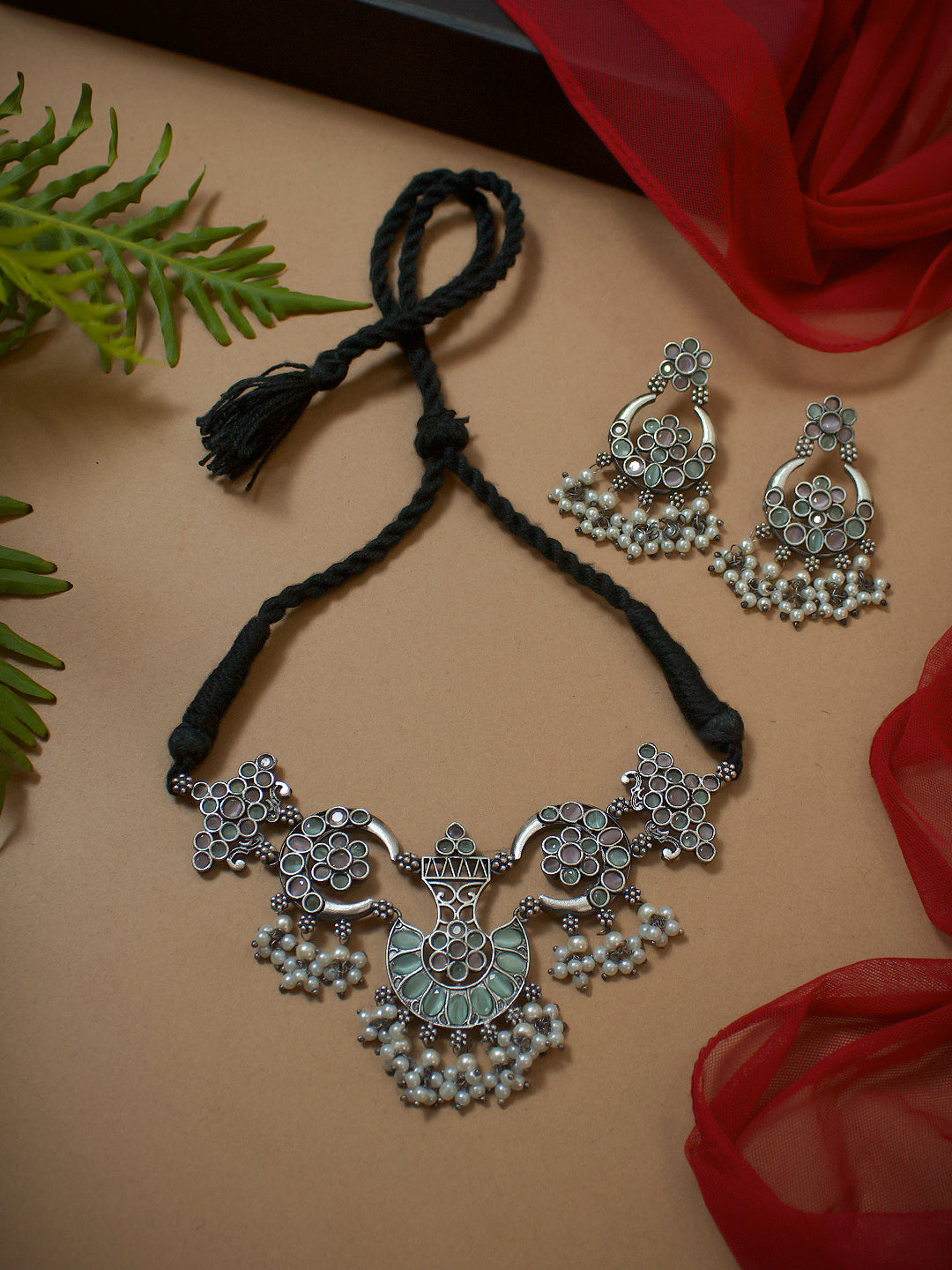 SHIVANYA MONALISA STONE DESIGNER SHORT NECKLACE SET