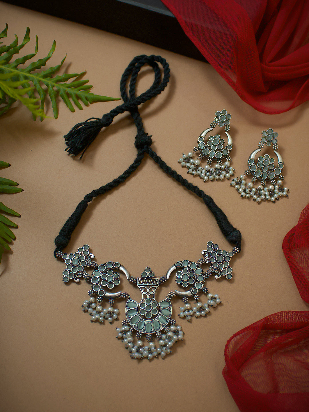 SHIVANYA MONALISA STONE DESIGNER SHORT NECKLACE SET