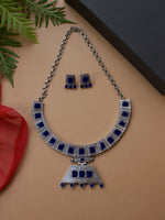 Load image into Gallery viewer, SILVER LOOKALIKE STONE NECKLACE SET