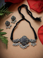 Load image into Gallery viewer, SILVER LOOKALIKE STONE NECKLACE SET