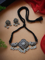 Load image into Gallery viewer, SILVER LOOKALIKE STONE NECKLACE SET