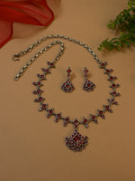 Load image into Gallery viewer, SILVER LOOKALIKE STONE NECKLACE SET