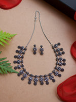 Load image into Gallery viewer, SILVER LOOKALIKE STONE NECKLACE SET