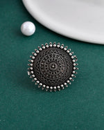 Load image into Gallery viewer, ALIZA DESIGNER OXIDISED SILVER RING