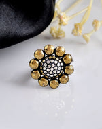 Load image into Gallery viewer, TWO TONE DESIGNER OXIDISED SILVER  RING