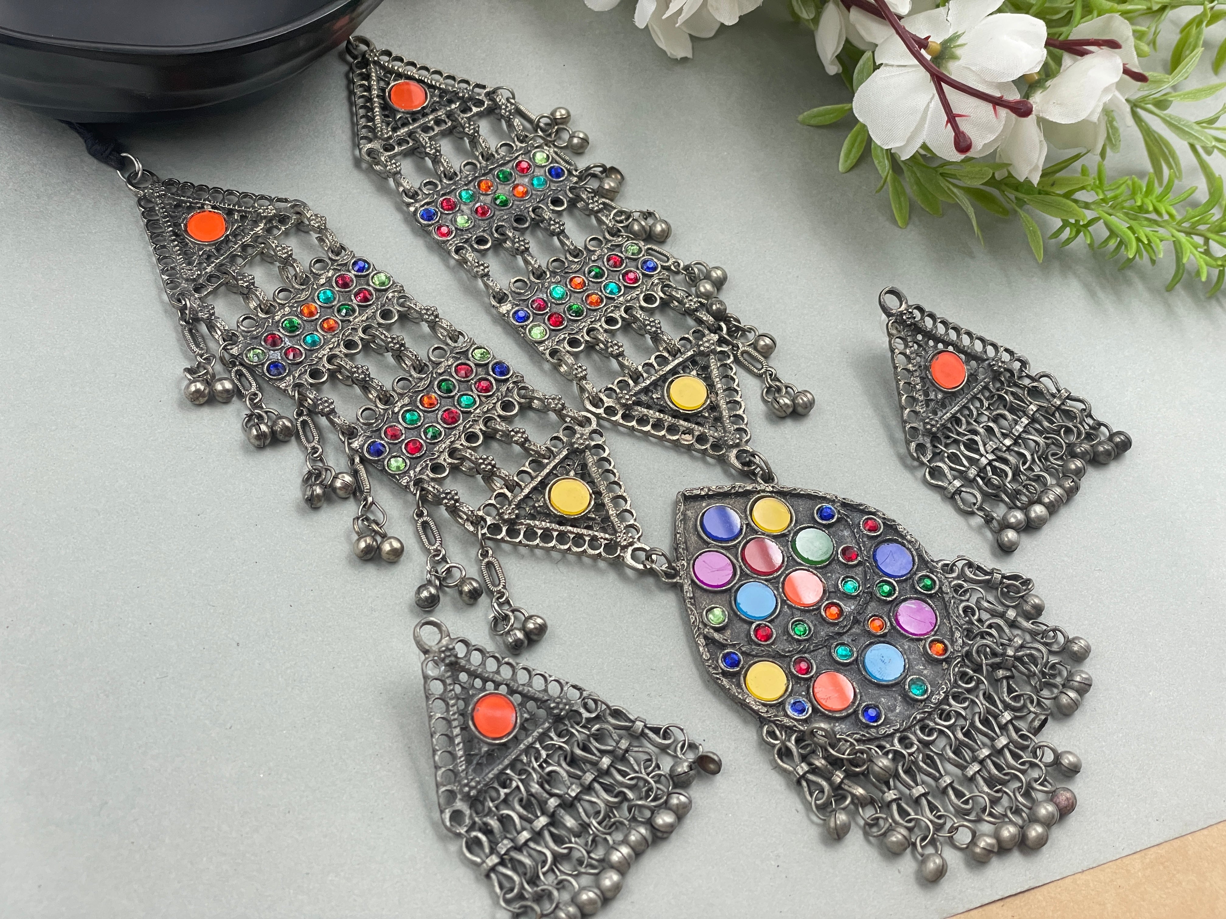 MANASVI SILVER NECKLACE & EARRINGS 60% Off