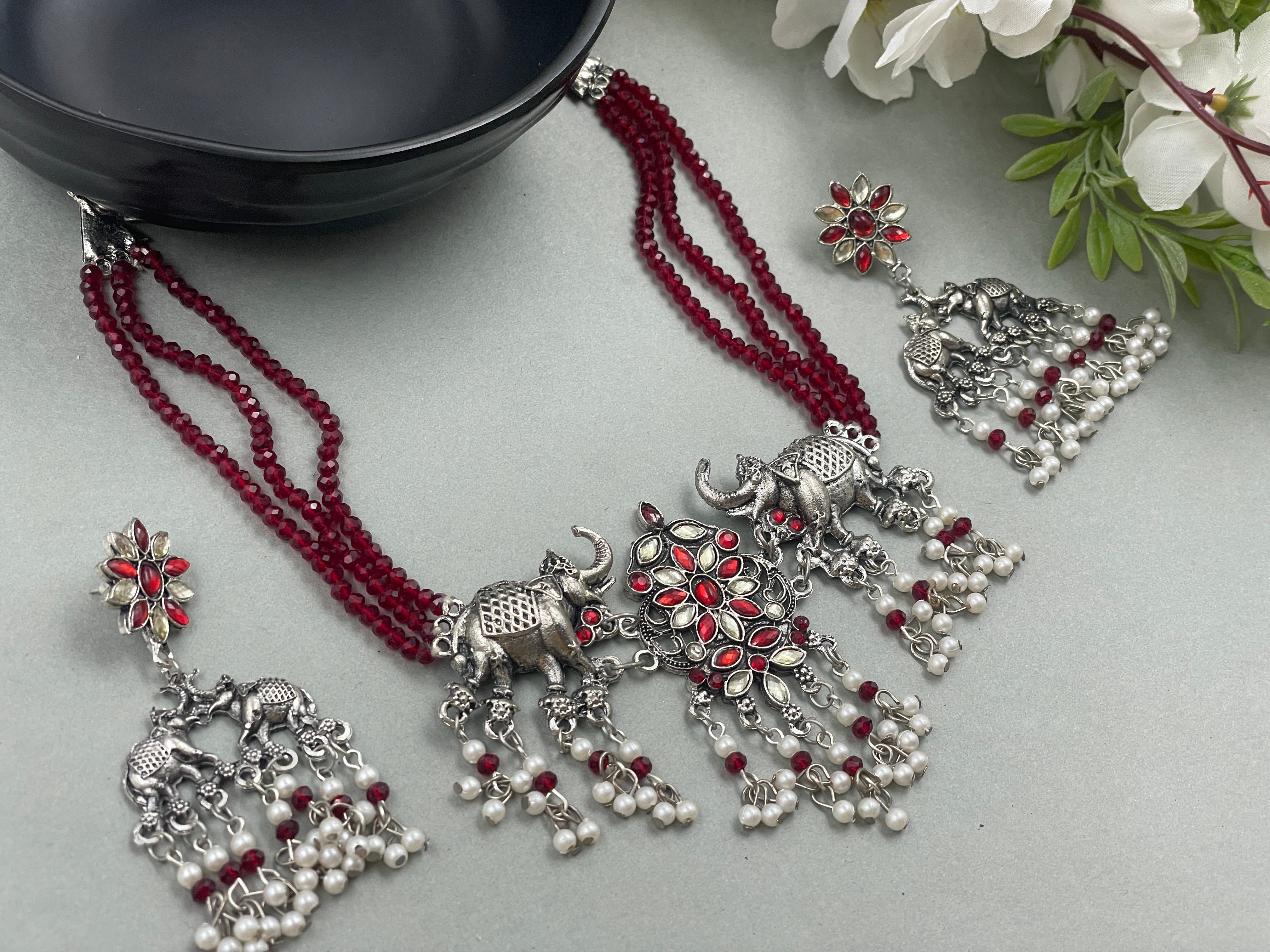 KHUSHI SILVER NECKLACE & EARRINGS 60% Off