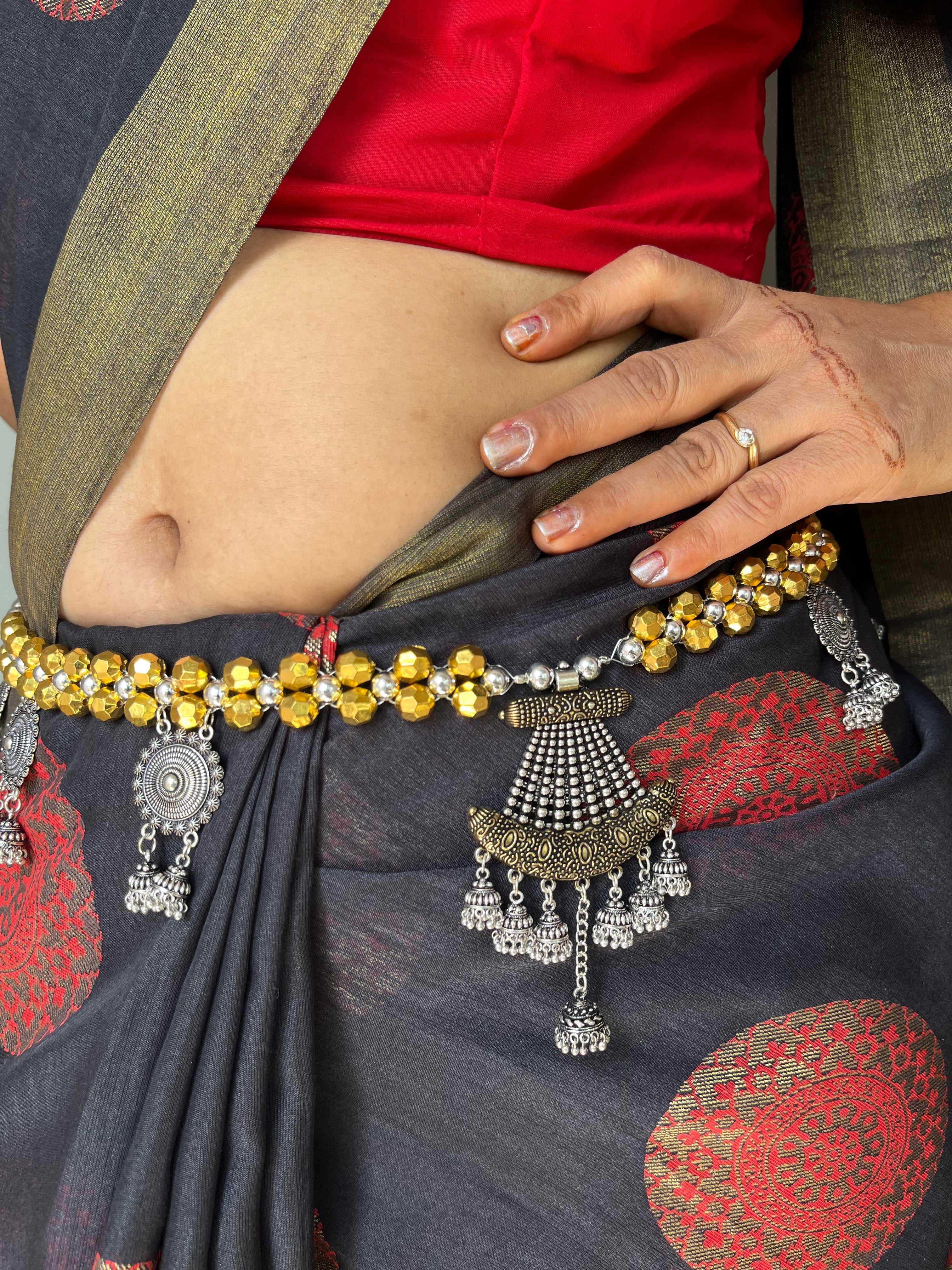 OXIDISED CRYSTAL BEADS WAISTBELTS