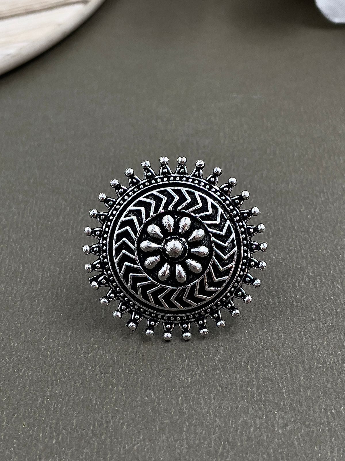 ISHA DESIGNER OXIDISED BRASS RING