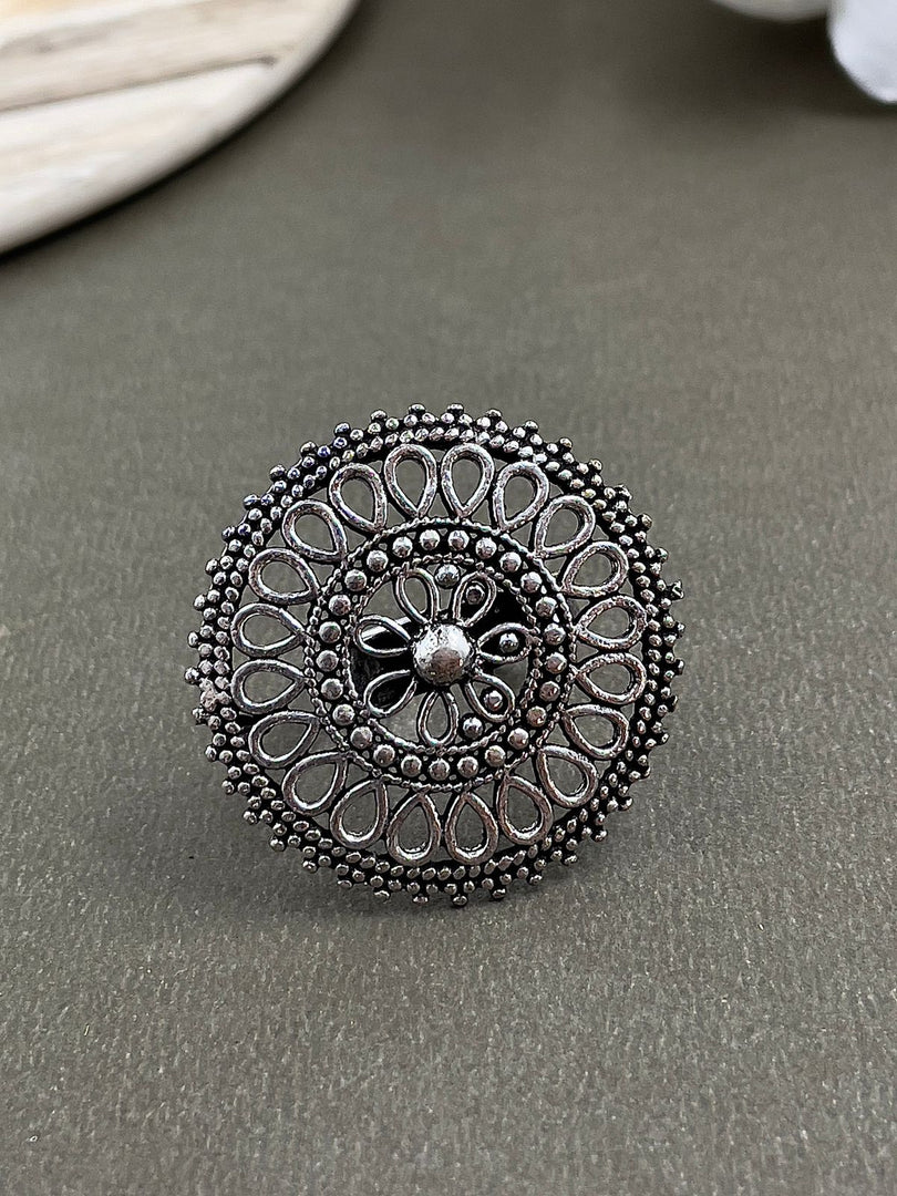 JIA DESIGNER OXIDISED SILVER RING