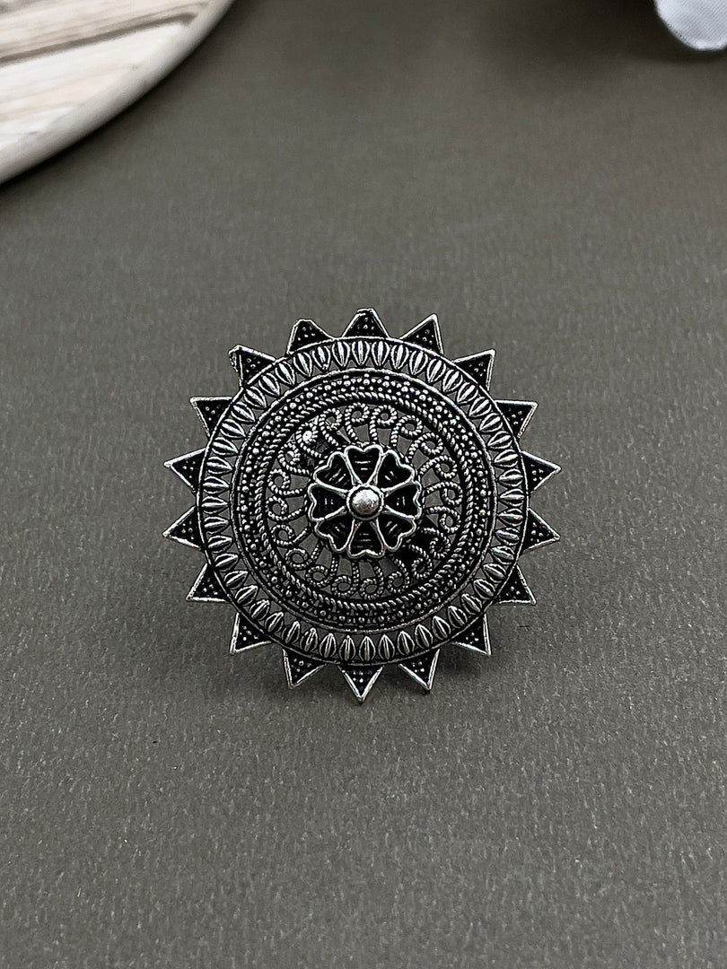 ANAYSHA DESIGNER OXIDISED SILVER  RING