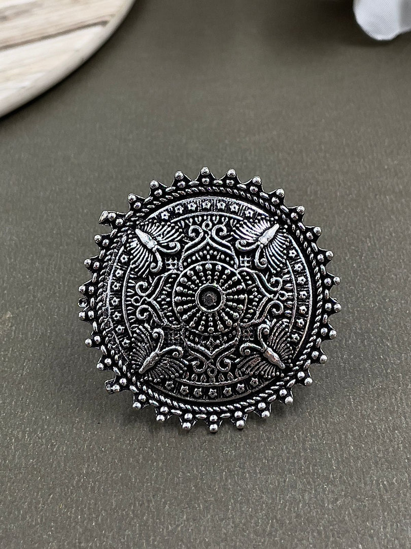 KASHVI DESIGNER OXIDISED SILVER  RING