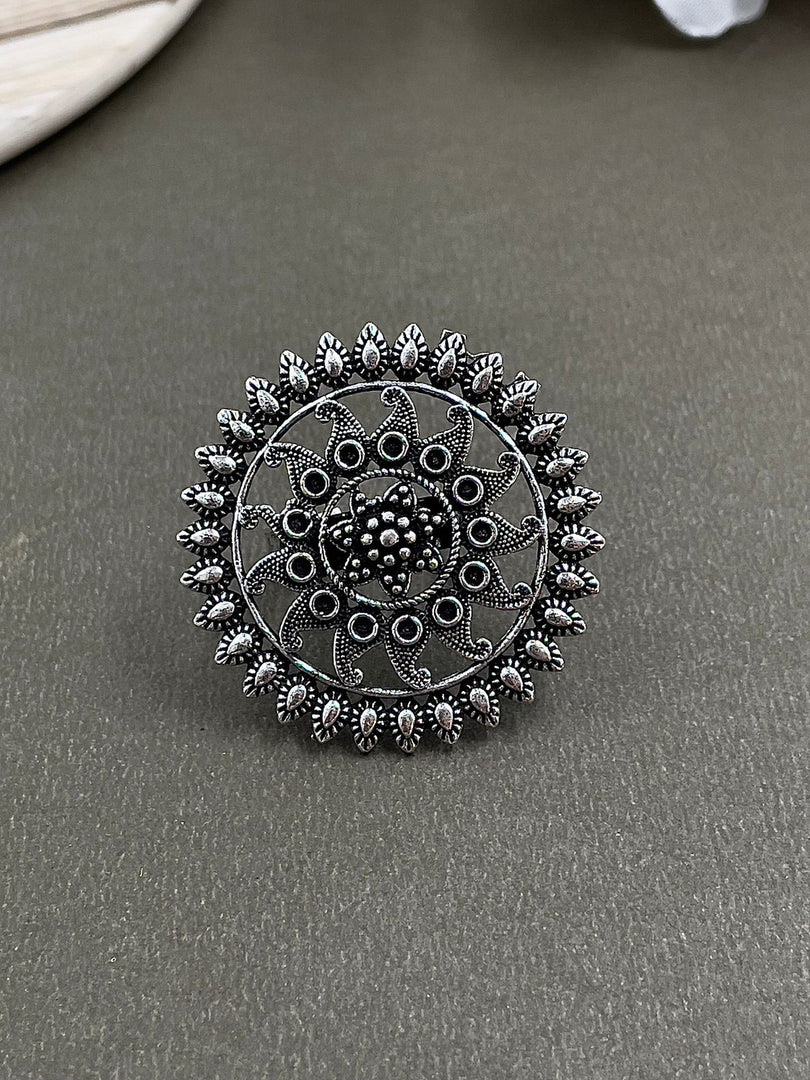 MISTHI DESIGNER OXIDISED SILVER  RING