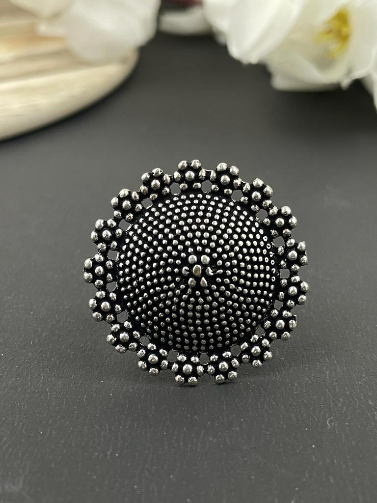 NIHARA DESIGNER OXIDISED SILVER  RING