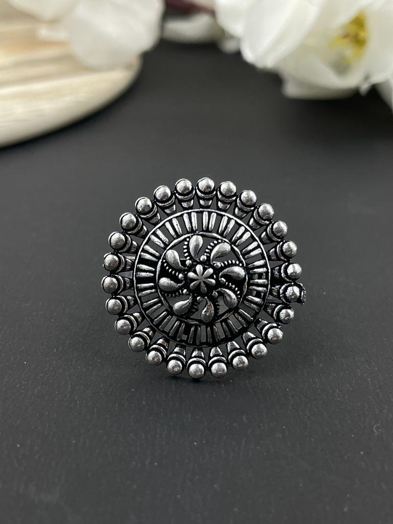 MIRAYA DESIGNER OXIDISED SILVER  RING