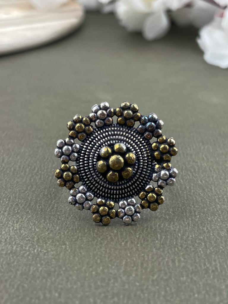 MAHI DESIGNER OXIDISED BRASS RING