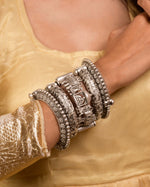 Load image into Gallery viewer, DOLI SILVER LOOKALIKE BANGLE STACK