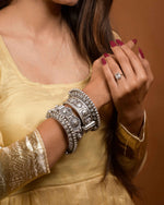 Load image into Gallery viewer, DEVI SILVER LOOKALIKE BANGLE STACK