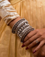 Load image into Gallery viewer, MAHI SILVER LOOK ALIKE BANGLE STACK