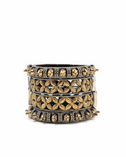 Ishani Two Tone Silver Lookalike Bangle Stack