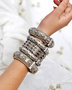 Load image into Gallery viewer, Meher Silver Lookalike Bangle Stack